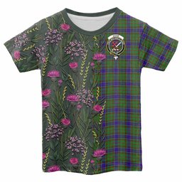 ScotsTee Shop Scottish Adam Family Crest Tartan T-shirt Scottish Thistle Flower Half Style