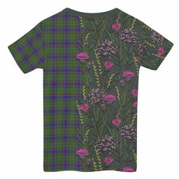 ScotsTee Shop Scottish Adam Family Crest Tartan T-shirt Scottish Thistle Flower Half Style