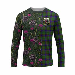ScotsTee Shop Scottish Adam Family Crest Tartan T-shirt Scottish Thistle Flower Half Style
