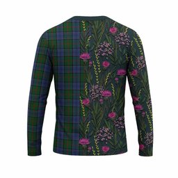 ScotsTee Shop Scottish Colquhoun Family Crest Tartan T-shirt Scottish Thistle Flower Half Style
