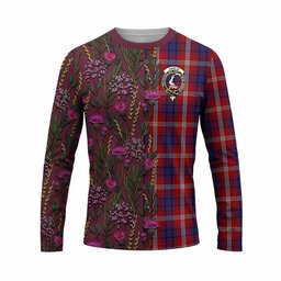 ScotsTee Shop Scottish Ainslie Family Crest Tartan T-shirt Scottish Thistle Flower Half Style