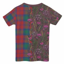 ScotsTee Shop Scottish Byres (Byses) Family Crest Tartan T-shirt Scottish Thistle Flower Half Style
