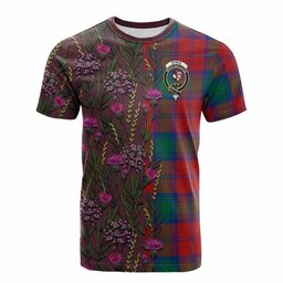 ScotsTee Shop Scottish Byres (Byses) Family Crest Tartan T-shirt Scottish Thistle Flower Half Style