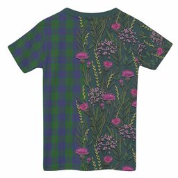 ScotsTee Shop Scottish Barclay Family Crest Tartan T-shirt Scottish Thistle Flower Half Style