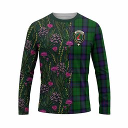 ScotsTee Shop Scottish Armstrong Family Crest Tartan T-shirt Scottish Thistle Flower Half Style