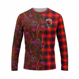 ScotsTee Shop Scottish Abernethy Family Crest Tartan T-shirt Scottish Thistle Flower Half Style