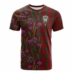 ScotsTee Shop Scottish Carruthers Family Crest Tartan T-shirt Scottish Thistle Flower Half Style