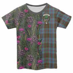 ScotsTee Shop Scottish Anderson Family Crest Tartan T-shirt Scottish Thistle Flower Half Style