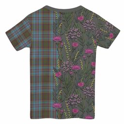 ScotsTee Shop Scottish Anderson Family Crest Tartan T-shirt Scottish Thistle Flower Half Style