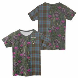 ScotsTee Shop Scottish Anderson Family Crest Tartan T-shirt Scottish Thistle Flower Half Style