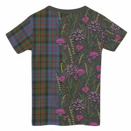 ScotsTee Shop Scottish Bowie Family Crest Tartan T-shirt Scottish Thistle Flower Half Style