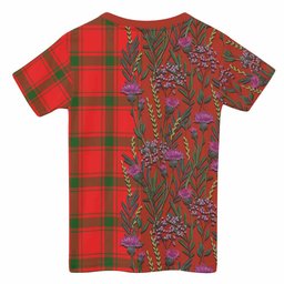 ScotsTee Shop Scottish Darroch Family Crest Tartan T-shirt Scottish Thistle Flower Half Style