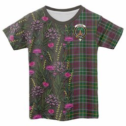 ScotsTee Shop Scottish Crosbie Family Crest Tartan T-shirt Scottish Thistle Flower Half Style