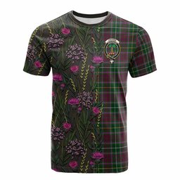 ScotsTee Shop Scottish Crosbie Family Crest Tartan T-shirt Scottish Thistle Flower Half Style