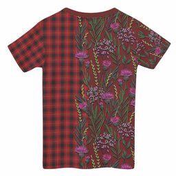 ScotsTee Shop Scottish MacIver (McIver) Family Crest Tartan T-shirt Scottish Thistle Flower Half Style