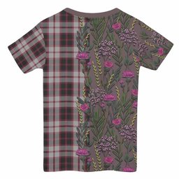 ScotsTee Shop Scottish MacPherson (McPherson) Family Crest Tartan T-shirt Scottish Thistle Flower Half Style
