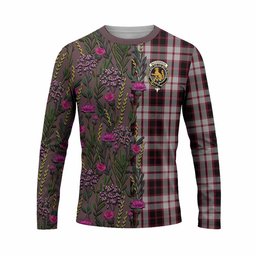 ScotsTee Shop Scottish MacPherson (McPherson) Family Crest Tartan T-shirt Scottish Thistle Flower Half Style