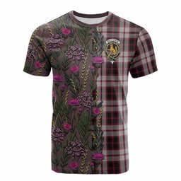 ScotsTee Shop Scottish MacPherson (McPherson) Family Crest Tartan T-shirt Scottish Thistle Flower Half Style