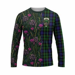 ScotsTee Shop Scottish Mowat Family Crest Tartan T-shirt Scottish Thistle Flower Half Style