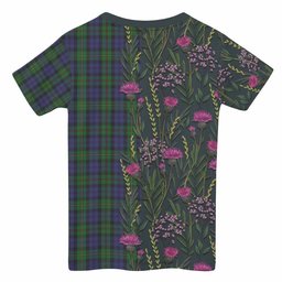 ScotsTee Shop Scottish MacEwan (MacEwen) Family Crest Tartan T-shirt Scottish Thistle Flower Half Style