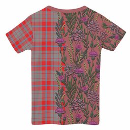 ScotsTee Shop Scottish Moubray Family Crest Tartan T-shirt Scottish Thistle Flower Half Style