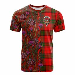 ScotsTee Shop Scottish Maxtone Family Crest Tartan T-shirt Scottish Thistle Flower Half Style