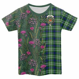 ScotsTee Shop Scottish Mow Family Crest Tartan T-shirt Scottish Thistle Flower Half Style