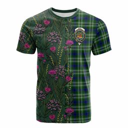 ScotsTee Shop Scottish Mow Family Crest Tartan T-shirt Scottish Thistle Flower Half Style