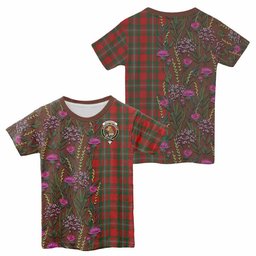 ScotsTee Shop Scottish MacGregor (McGregor) Family Crest Tartan T-shirt Scottish Thistle Flower Half Style