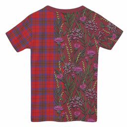 ScotsTee Shop Scottish Leslie Family Crest Tartan T-shirt Scottish Thistle Flower Half Style