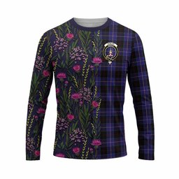 ScotsTee Shop Scottish Dunlop Family Crest Tartan T-shirt Scottish Thistle Flower Half Style