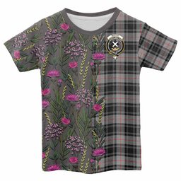 ScotsTee Shop Scottish Moffat Family Crest Tartan T-shirt Scottish Thistle Flower Half Style