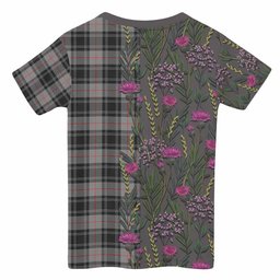 ScotsTee Shop Scottish Moffat Family Crest Tartan T-shirt Scottish Thistle Flower Half Style