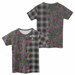 ScotsTee Shop Scottish Moffat Family Crest Tartan T-shirt Scottish Thistle Flower Half Style