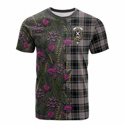 ScotsTee Shop Scottish Moffat Family Crest Tartan T-shirt Scottish Thistle Flower Half Style