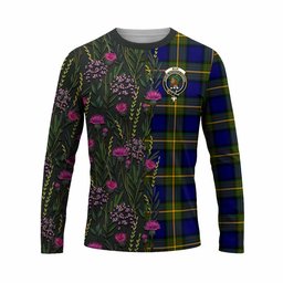 ScotsTee Shop Scottish Muir Family Crest Tartan T-shirt Scottish Thistle Flower Half Style