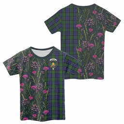 ScotsTee Shop Scottish Dundas Family Crest Tartan T-shirt Scottish Thistle Flower Half Style