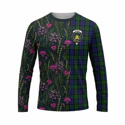 ScotsTee Shop Scottish Dundas Family Crest Tartan T-shirt Scottish Thistle Flower Half Style