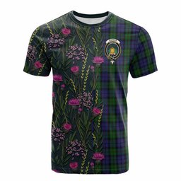 ScotsTee Shop Scottish Dundas Family Crest Tartan T-shirt Scottish Thistle Flower Half Style