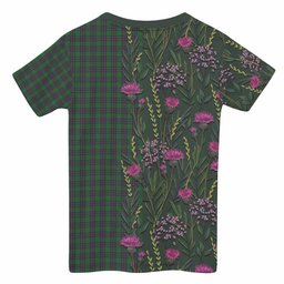 ScotsTee Shop Scottish Elphinstone Family Crest Tartan T-shirt Scottish Thistle Flower Half Style