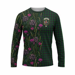 ScotsTee Shop Scottish Elphinstone Family Crest Tartan T-shirt Scottish Thistle Flower Half Style