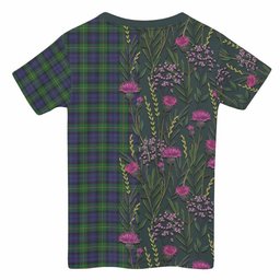ScotsTee Shop Scottish Gordon Family Crest Tartan T-shirt Scottish Thistle Flower Half Style