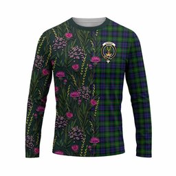ScotsTee Shop Scottish Gordon Family Crest Tartan T-shirt Scottish Thistle Flower Half Style