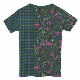 ScotsTee Shop Scottish Lamont Family Crest Tartan T-shirt Scottish Thistle Flower Half Style