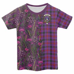 ScotsTee Shop Scottish Montgomery Family Crest Tartan T-shirt Scottish Thistle Flower Half Style