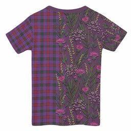 ScotsTee Shop Scottish Montgomery Family Crest Tartan T-shirt Scottish Thistle Flower Half Style