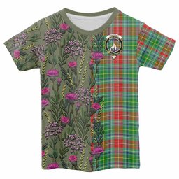 ScotsTee Shop Scottish Muirhead Family Crest Tartan T-shirt Scottish Thistle Flower Half Style