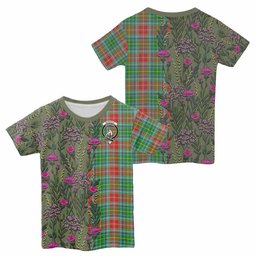ScotsTee Shop Scottish Muirhead Family Crest Tartan T-shirt Scottish Thistle Flower Half Style