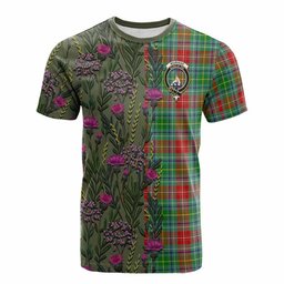 ScotsTee Shop Scottish Muirhead Family Crest Tartan T-shirt Scottish Thistle Flower Half Style