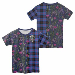 ScotsTee Shop Scottish Maule Family Crest Tartan T-shirt Scottish Thistle Flower Half Style